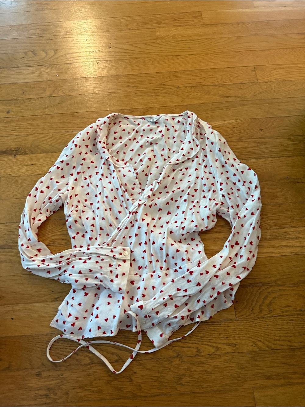 Rails White Wrap Top with Red Heart Print